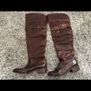 Leather over knee brown boots
